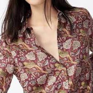 J Crew Collection NWT , Size 10 Burgundy Jungle cat print